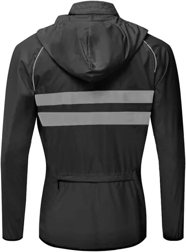 Vista 3 de WOSAWE - Chaqueta de ciclismo con capucha, ligera, cortavientos