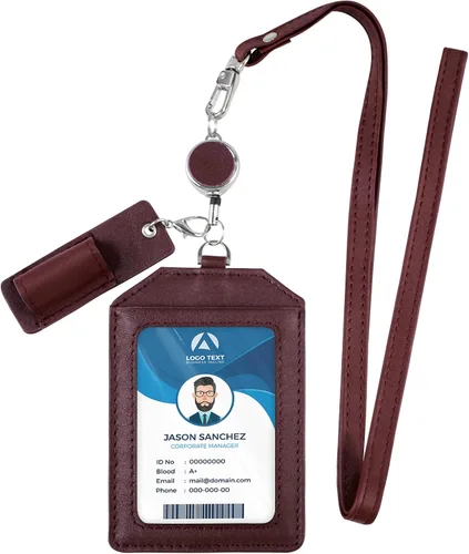 Vista 21 de boshiho - Soporte para tarjetas de identificación de crédito de piel auténtica con cordón elástico para el cuello, estilo vertical (negro)