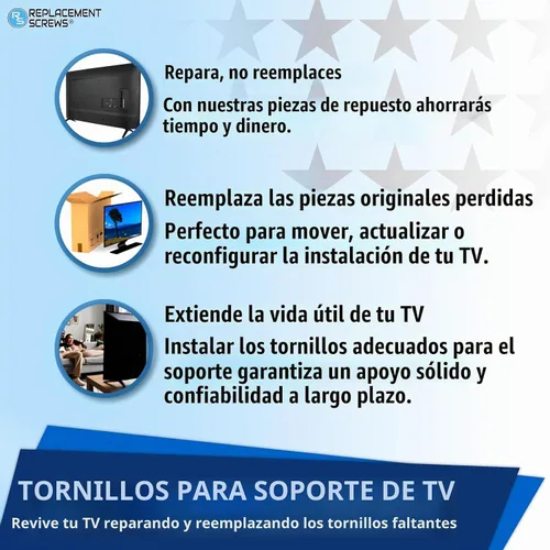 Vista 5 de Tornillos de repuesto M4 de 0.551 in compatibles con muchos soportes de TV LG