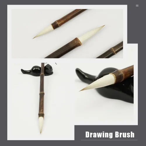 Vista 8 de EXCEART lobo ovejas y cepillo de pelo japonés papelería japonesa estacionaria sumi pintura kanji sumi dibujo pincel de tinta china cepillo de tinta