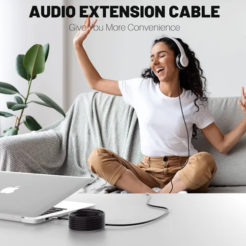 Vista 6 de Kxable - Cable de audio auxiliar estéreo de 3,5 mm (4 pies, paquete de 2), macho a macho, conectores chapados en oro, núcleo OFC, cable negro