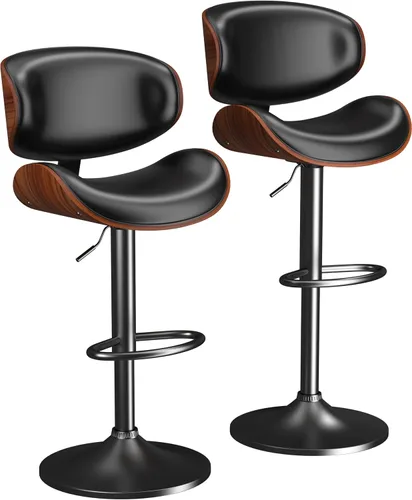 Vista 20 de YaFiti Taburetes de bar modernos giratorios, taburetes de bar altura de mostrador con respaldo para bar, cocina, comedor, color marrón
