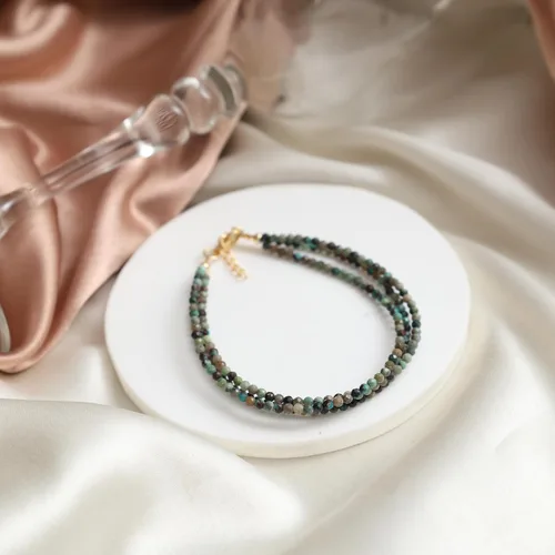 Vista 24 de Gempires - Pulseras de cuentas naturales de múltiples hebras, ligeras, hechas a mano, hipoalergénicas, de 8 pulgadas, chapadas en oro, elegantes