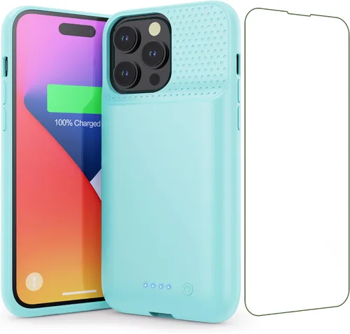 Vista 12 de Funda de batería para iPhone 14 Pro Max, 14 Plus y 13 Pro Max, funda de carga inteligente recargable real de 8600 mAh, batería protectora portátil