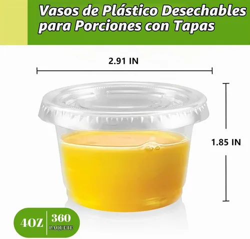 Vista 2 de Clawsoff 360 juegos de vasos desechables de plástico transparente de 4 Vasos de gelatina aptos para alimentos, pequeños recipientes de condimentos a