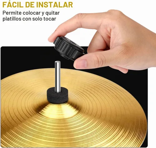 Vista 3 de Facmogu 6 piezas de tuercas de platillo de plástico negro, tuerca de platillo de 8 mm de ajuste rápido para kit de tambor de percusión, tuerca