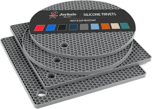 Vista 16 de Joyhalo Salvamanteles para platos calientes, almohadillas calientes para cocina, soportes de silicona para ollas y sartenes calientes, alfombrillas