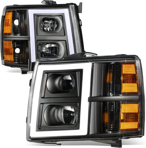 Vista 13 de DNA MOTORING HL-HPL-CSIL07-G2-BK-CL1 - Faro delantero de proyector DRL de doble LED compatible con Chevy Silverado 2007-2014, negro/transparente