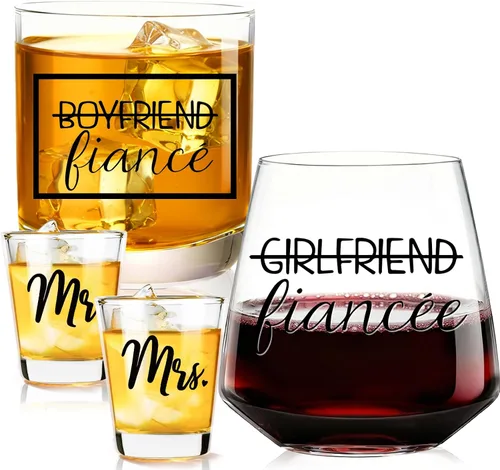 Vista 7 de comfit Regalos de compromiso para parejas: regalo de compromiso para parejas recién comprometidas, regalo de compromiso, copa de whisky de vino