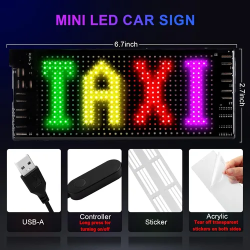 Vista 5 de Letrero de luz para automóvil, panel de matriz LED flexible programable de 6.7 x 2.7 pulgadas, control de aplicación Bluetooth, patrón de texto