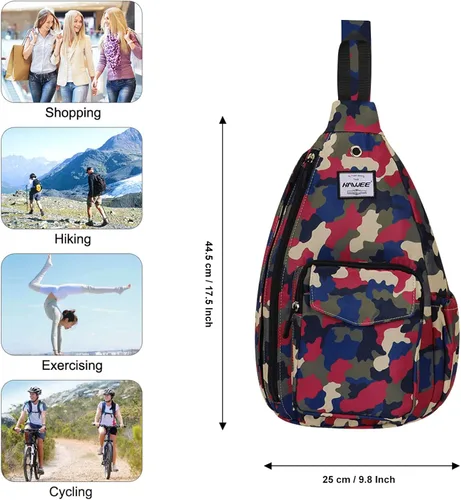 Vista 5 de HAWEE Mochila bandolera para mujer, anti-agua, ajustable inclinado