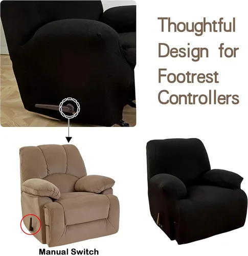 Vista 4 de MarCielo Funda elástica para sillón reclinable, 1 pieza, funda para sofá, funda para silla de muebles (negro)
