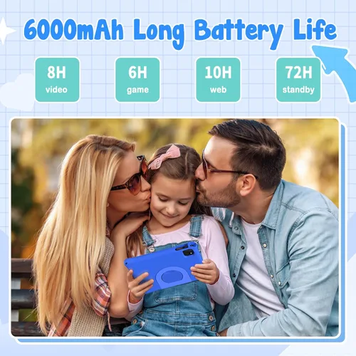 Vista 6 de CALLSKY-NOTE Tableta para niños, tableta Android 15 para niños de 10 pulgadas Octa-Core, 12GB+64GB+2TB almacenamiento expandible, funda EVA, control