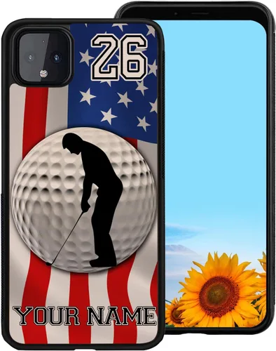 Vista 3 de Personalized Golfer Name Number America Flag Design Rubber Cover Phone Case for iPhone15 14 11 12 13 PRO MAX XR XS MAX 8 PLUS 6S PLUS Custom Golf