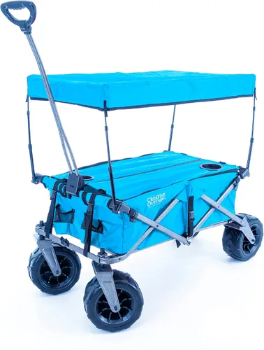 Vista 19 de Cochecito creativo para exteriores, carrito de playa XXL Deluxe con toldo, carrito plegable plegable y portátil, soporta hasta 200 libras