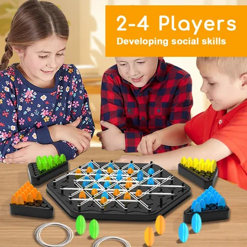 Vista 5 de Juego de estrategia de cadena triangular, juegos de rompecabezas de ajedrez geométrico, juego de ajedrez de cadena triangular con banda de goma