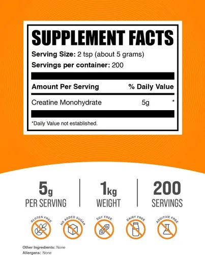 Vista 2 de Polvo micronizado de creatina monohidrato de BulkSupplements, 99,99% fórmula pura de alto rendimiento, pre/posentrenamiento, musculación/crossfit
