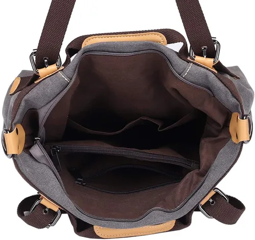 Vista 6 de Bolso Hobo de lona casual vintage para mujer, bolso de hombro para uso diario, bolso cruzado
