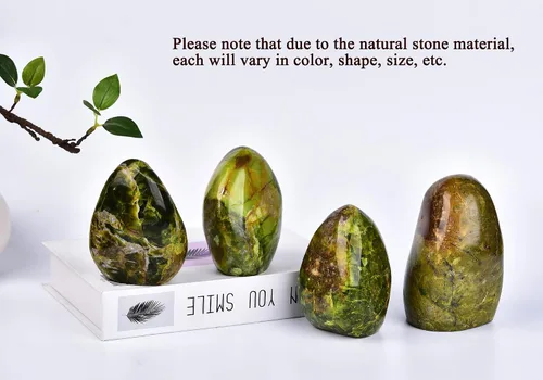 Vista 5 de AMOYSTONE Piedra de preocupación pulida de ópalo verde natural para aliviar la ansiedad, piedra preciosa de reiki de cristal curativo de mano