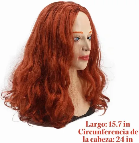 Vista 6 de HENGYUTOYMASK Realista Scarlet Mujer Cara Halloween Máscara de látex con peluca Señora Crossdressing Sissy Transgénero Disfraz