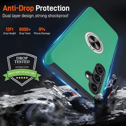 Vista 197 de Gritup - Funda para Galaxy A05S con protector de pantalla HD×2, funda protectora para teléfono a prueba de golpes con soporte magnético de anillo