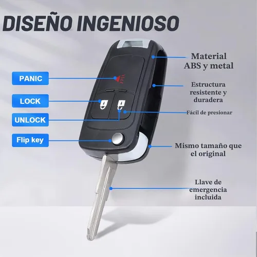 Vista 5 de Keymall Carcasa de llave abatible de repuesto para Chevrolet Spark 2012 2013 2014 2015 2016 A2GM3AFUS03 3 botones, solo la carcasa de la llave