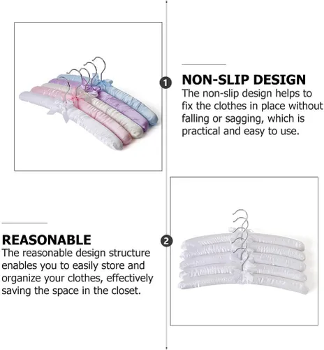 Vista 3 de 5 perchas acolchadas de satén antideslizantes para ropa, perchas para suéteres, perchas para vestidos de boda, perchas para vestidos de boda