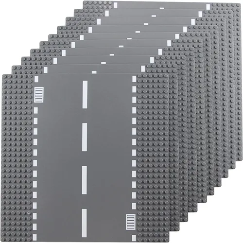 Vista 9 de Kit de bloques de construcción clásicos de carretera City Street Curve Road de 10 x 10 pulgadas, placa base de ciudad para ladrillos