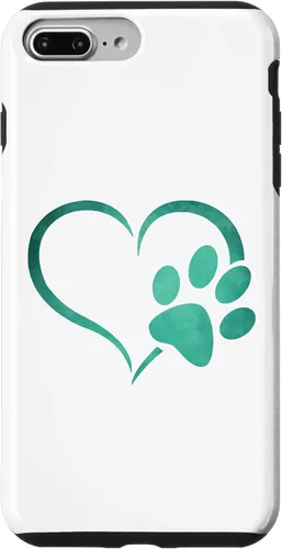 Vista 12 de Vintage green Dog Paw Print heart For Dogs Lover Case for iPhone 16