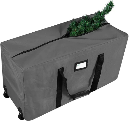 Vista 6 de ProPik Bolsa de almacenamiento con ruedas para árbol de Navidad, se adapta a árboles de vacaciones desmontados de hasta 7.5 pies de alto, 22 x 16 x