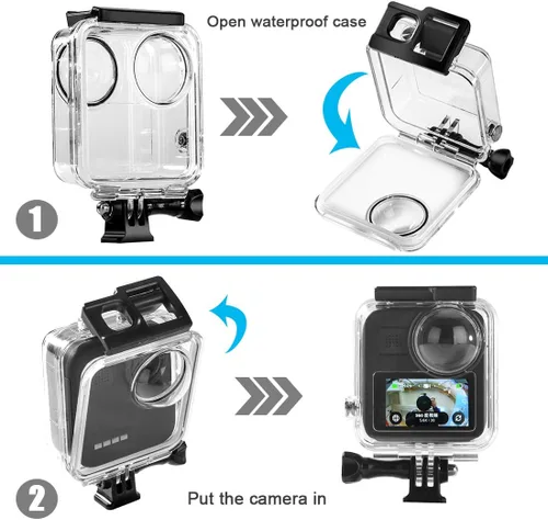 Vista 6 de Carcasa impermeable para GoPro Max, 45 M/148 pies, funda protectora de buceo con liberación rápida, accesorios para cámara de acción Go Pro Max