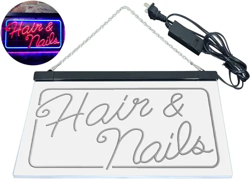 Vista 8 de Señal de neón LED de doble color para salón de belleza de cabello y uñas ADVPRO st6-i0322