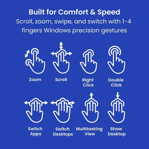Vista 4 de Contorno táctil: panel táctil ergonómico con cable para Windows 10 y 11, trackpad de cristal multitáctil y de alta precisión, clic en cualquier