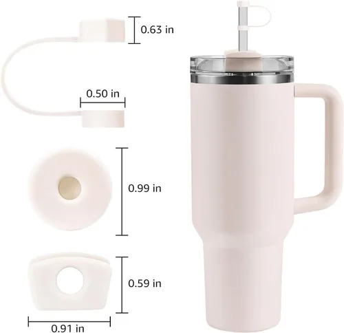Vista 2 de Linsaner - Paquete de 1 funda de silicona para popote Stanley Cup (cuarzo rosa)