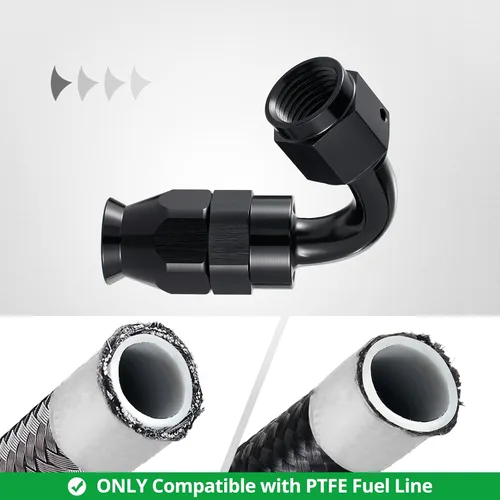 Vista 5 de EVIL ENERGY 6AN PTFE montaje extremo manguera montaje 120 grados negro para manguera de PTFE solamente 2PCS