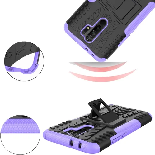 Vista 7 de Asuwish Funda de teléfono para Xiaomi Redmi 9 con protector de pantalla de vidrio templado y soporte delgado, híbrida, resistente, funda protectora