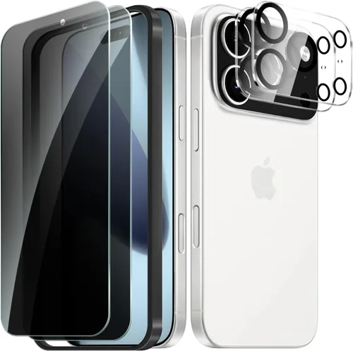 Vista 12 de Paquete de 2+2 protectores de pantalla de privacidad para iPhone 17 con protector de lente de cámara, película de protección de vidrio templado