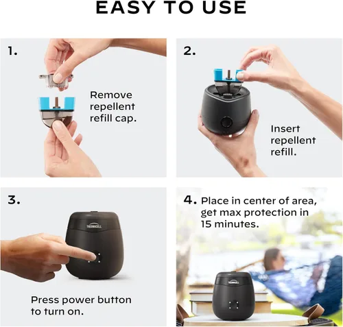 Vista 8 de Thermacell E55 E-Series - Repelente recargable contra mosquitos, paquete de 2 + paquete de recarga de 120 horas, zona de protección contra mosquitos