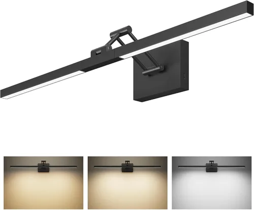 Vista 11 de VONLUCE Luz LED de Tocador de Baño de 24", Luces LED Modernas de Tocador 3CCT con Cabezal Giratorio de 360° y Brazo Oscilante, Lámpara de Baño