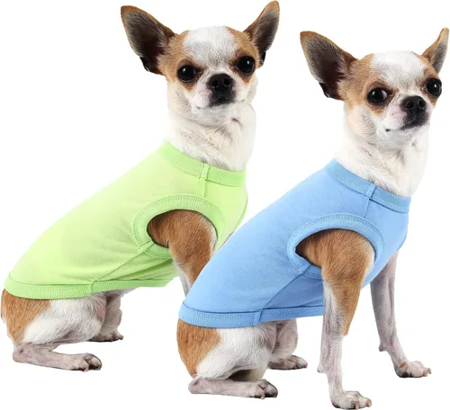 Vista 31 de Camisas Lisas para Perros, Ropa Sólida para Perros, Camiseta Ligera Elástica, Sin Mangas Blanca para Cachorros Chihuahua Gatos Disfraces Pequeños