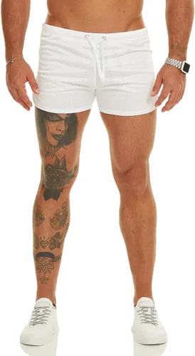 Vista 2 de Ouber Pantalones cortos ajustados para hombre, culturismo, entrenamiento, gimnasio, correr, pantalones cortos de levantamiento ajustados