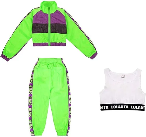 Vista 2 de Conjunto de ropa de baile para niñas disfraz moderno de equipo de jazz de hip hop conjuntos de ropa de baile para niñas