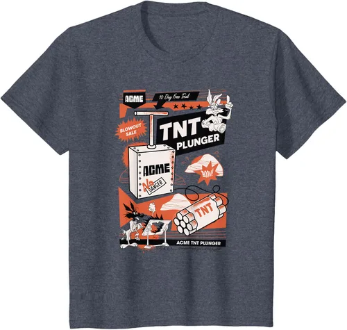 Vista 39 de Looney Tunes Wile E. Coyote - Camiseta de émbolo TNT, Blanco, S