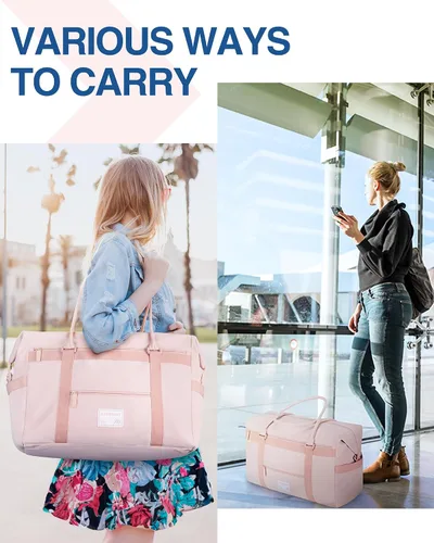 Vista 6 de BAGSMART Bolsa de viaje, rosa-2 piezas, Bolsa de viaje