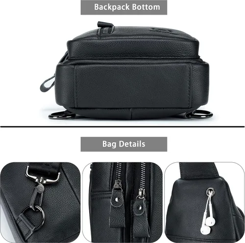 Vista 18 de LUKZIJAES Bolso bandolera de cuero genuino para hombre