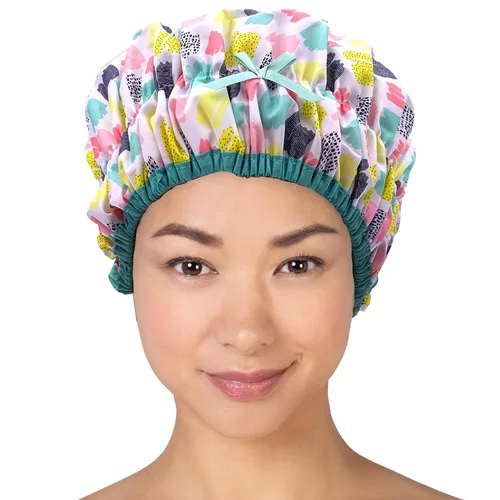 Vista 8 de Betty Dain Gorro de baño y ducha reutilizable, gorro de ducha impermeable de gran tamaño para todas las longitudes de cabello, forro de PEVA
