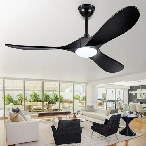 Vista 16 de Ventilador de techo de madera natural de 42 pulgadas con luces y control remoto, ventilador de 3 aspas para exteriores/interiores para patio y sala