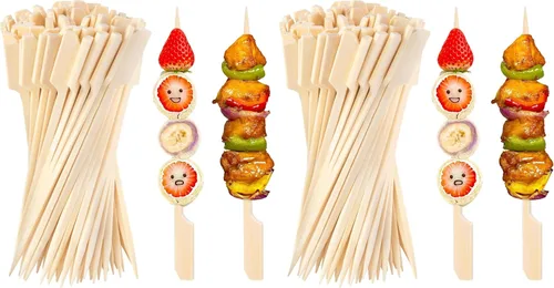 Vista 9 de HAKSEN 400 pinchos de bambú para aperitivos, púas de cóctel para bebidas, brochetas de madera de 4.7 pulgadas para sándwich, frutas, kabs