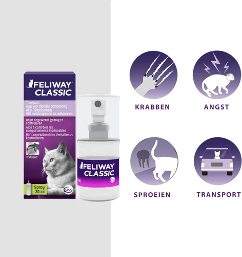 Vista 3 de Feliway Espray portátil calmante con feromonas clásicas para gatos (20 mL)