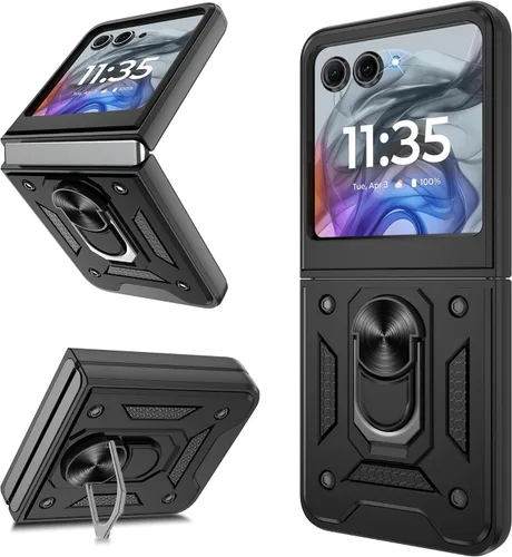 Vista 13 de Funda protectora para Motorola Razr+ Plus 2024/Razr+ Plus 2025, resistente a prueba de golpes con rotación de 360° con soporte de metal
